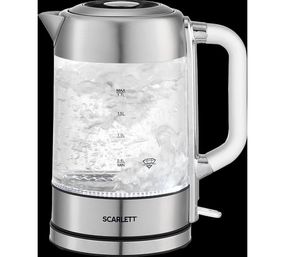 Чайник электрический Scarlett 2200Вт, 1,7л, съемная крышка, прозрачная ручка SC-EK27G110