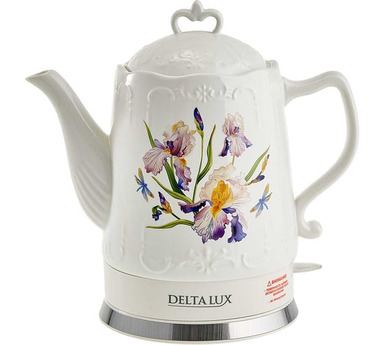 Чайник DELTA LUX DE-1012 корпус из фарфора, Ирисы, 1500 Вт, 1,5л (6) Р1-00022058