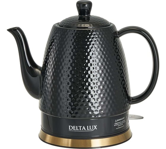 Чайник DELTA LUX DE-1021 корпус из фарфора, 1500 Вт, 1.5л, черный (6) Р1-00025583