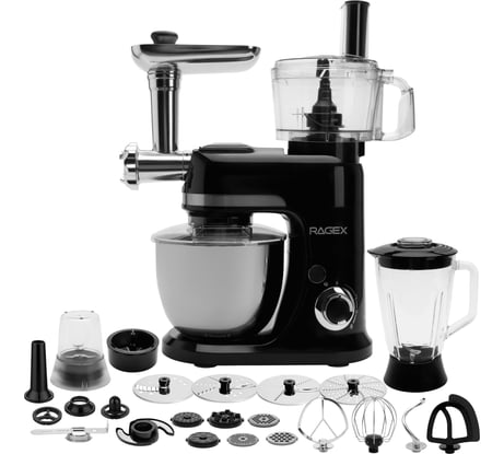 Кухонный комбайн RAGEX R120 40 в 1, 5 л, 1300 Вт, глубокий черный R120-001
