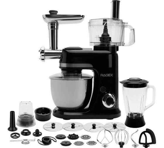 Кухонный комбайн RAGEX R120 40 в 1, 5 л, 1300 Вт, глубокий черный R120-001