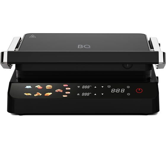 Гриль BQ GR3008 2000 Вт, дисплей, таймер, антипригарное покрытие, сменные панели, черный 86207043