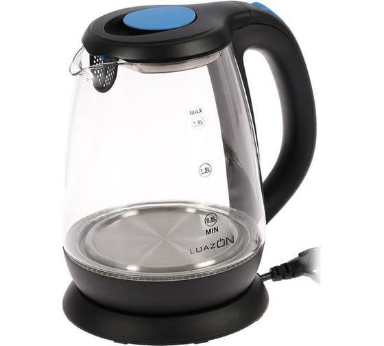 Электрический чайник LUAZON LSK-1810, стекло, 1.8 л, 1500 Вт, подсветка, черный 3894965 1