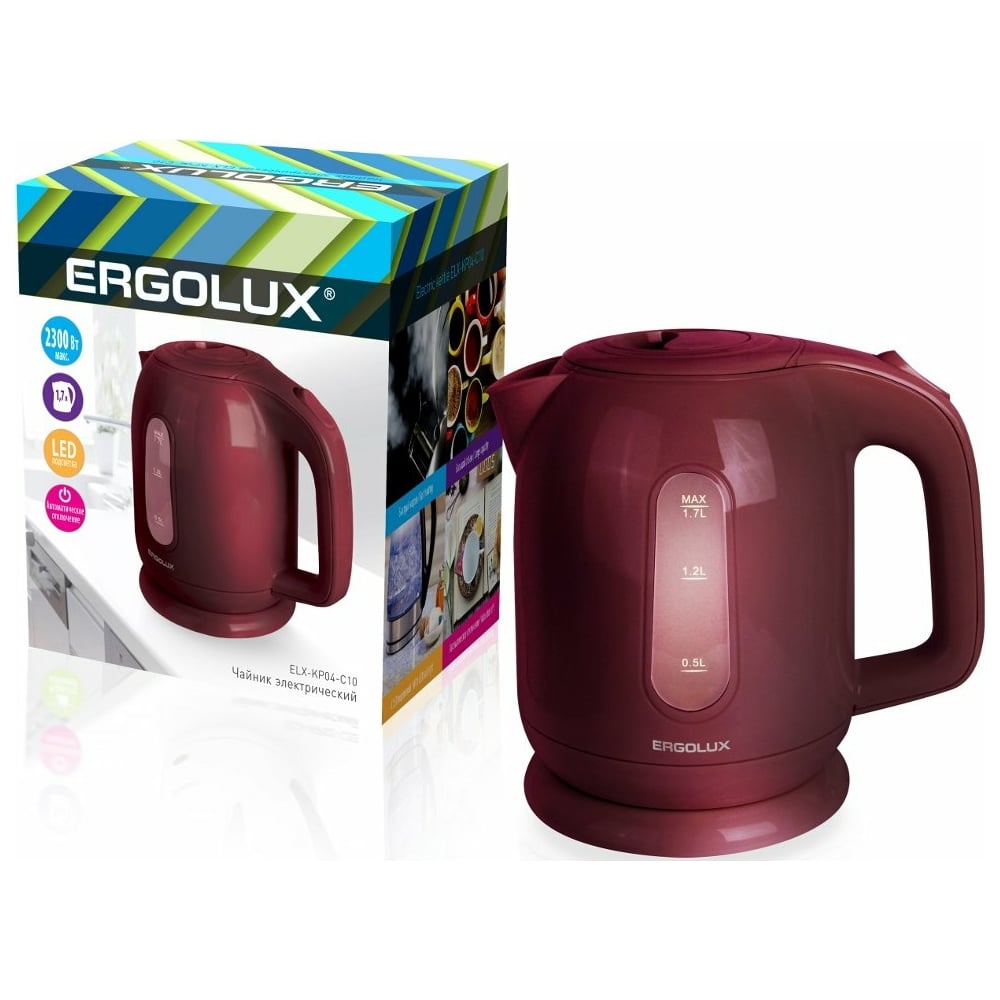 Пластиковый чайник Camelion ERGOLUX ELX-KP04-C10 темно коричневый, 1.7 ...