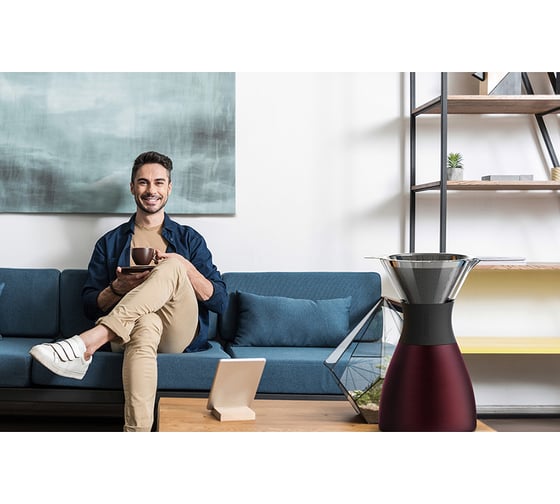 Портативная кофеварка Asobu Pour Over 1 литр, красная PO300 Burgundy/Black