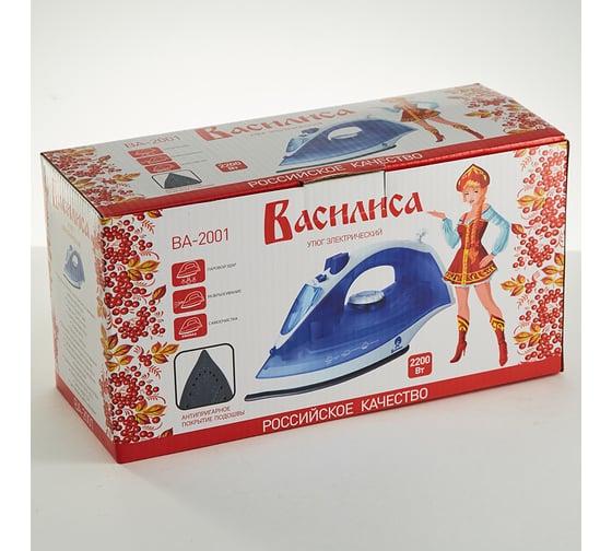Утюг ВАСИЛИСА ВА-2001 белый со светло-сиреневым, 2200 Вт 10 0R-00001785
