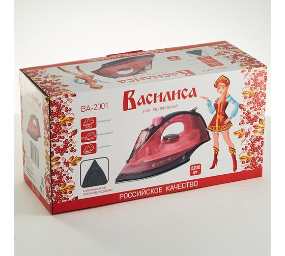 Утюг ВАСИЛИСА ВА-2001 розовый с коричневым, 2200 Вт, антипригарное покрытие 0R-00001784