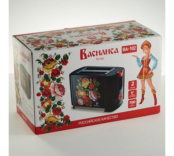 Тостер ВАСИЛИСА ВА-102 Жостово, 700 Вт, 6-ти позиционный таймер, металлический корпус 12 0R-00001887