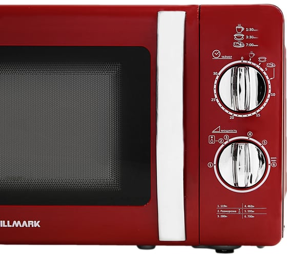 Микроволновая печь Willmark WMO-203MHR 20 л 700 Вт механический ПУ ручка для открывания двери красный 2000290