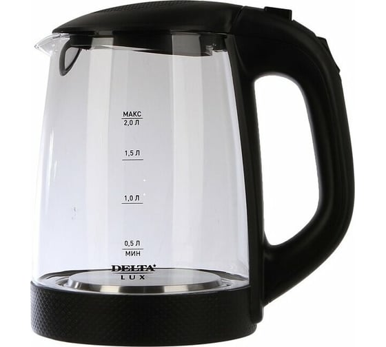 Чайник DELTA LUX DL-1058B корпус из жаропрочного стекла, черный, 2200 Вт, 2 л 8 0R-00005549