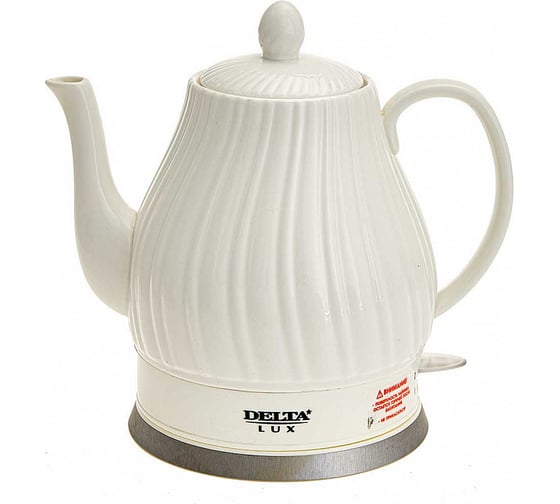 Чайник DELTA LUX DE-1006 корпус из фарфора, белый, 1500 Вт, 1.5 л 6 Р1-00006172