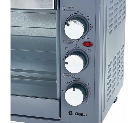 Электрическая духовка DELTA D-001 серая 38 л, 1750 Вт, 2 нагревательных элемента, таймер, термостат Р1-00008117
