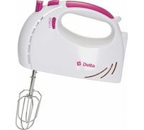 Миксер DELTA DL-5061 белый с темно сиреневым, 300 Вт, 5 скоростей, режим турбо 12 0Р-00015950