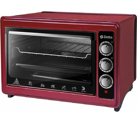 Электрическая духовка DELTA D-0124 с термостатом бордовая с ТЭНом повышенная мощность, 1300 Вт, 37 л, гриль Р1-00004704