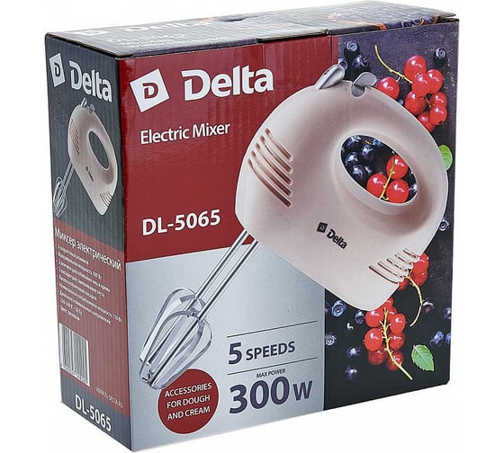 Миксер DELTA DL-5065 розовый, 300 Вт, 5 скоростных режимов 12 0R-00001793