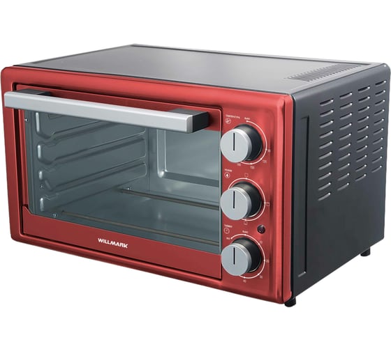Электрическая духовка Willmark WO-367RB 30 л, 1500 Вт, противень, таймер, красно-черный 1001276