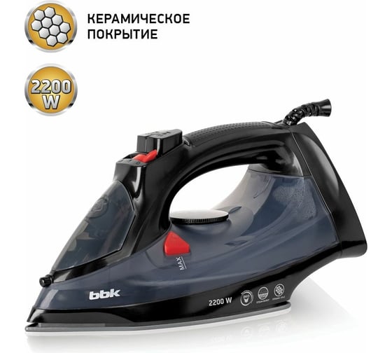 Электрический утюг BBK ISE-2202 черный/темно-серый 00-00001169
