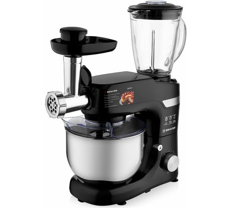 Кухонная машина BRAYER 1000 Вт, 5.5 л, 10 режимов, блендер, мясорубка, смешивание, замешивание, венчик BR1503