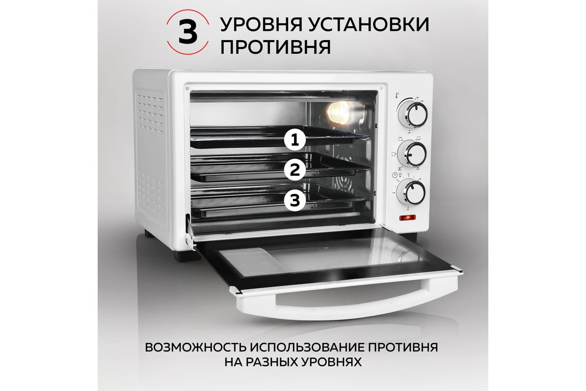 Многофункциональная мини-печь GFGRIL GFO-20W - выгодная цена, отзывы,  характеристики, 1 видео, фото - купить в Москве и РФ