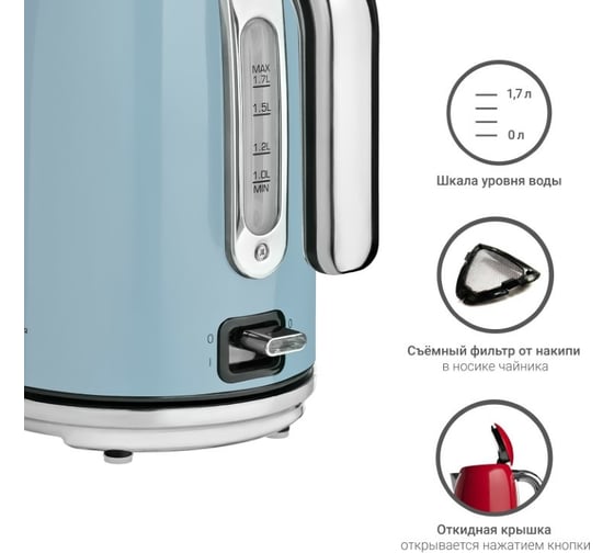 Электрический чайник Tesler KT-1755 SKY BLUE