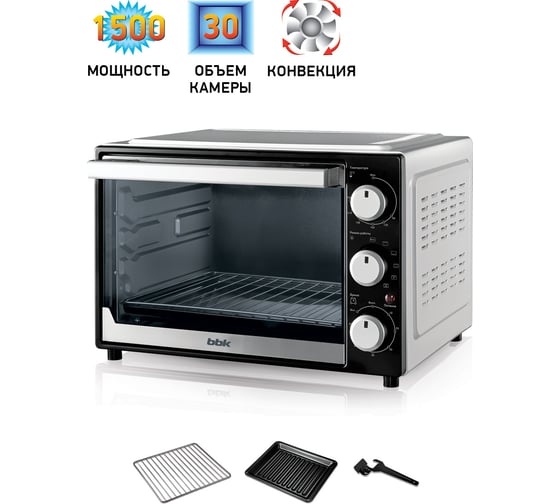 Духовка электрическая bbk OE3072MC (серебро/черный) 00-00000427