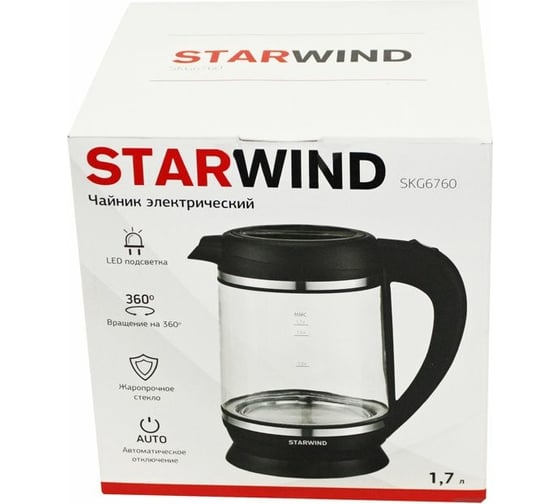 Электрический чайник Starwind 2200 Вт, прозрачный SKG6760