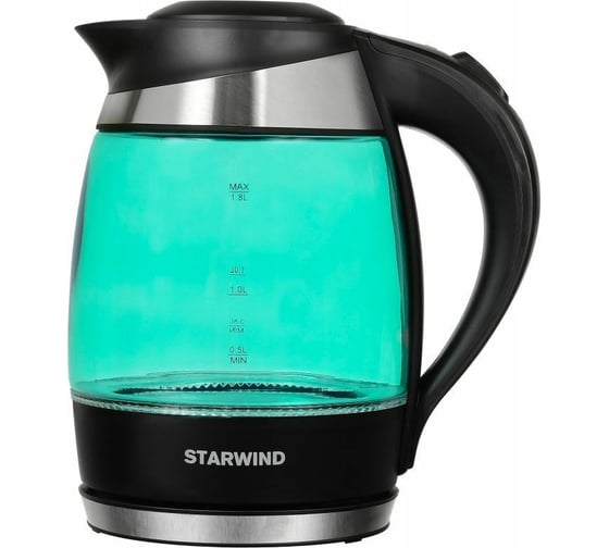 Электрический чайник Starwind 2200 Вт, LED подсветка, бирюзовый SKG2219 1