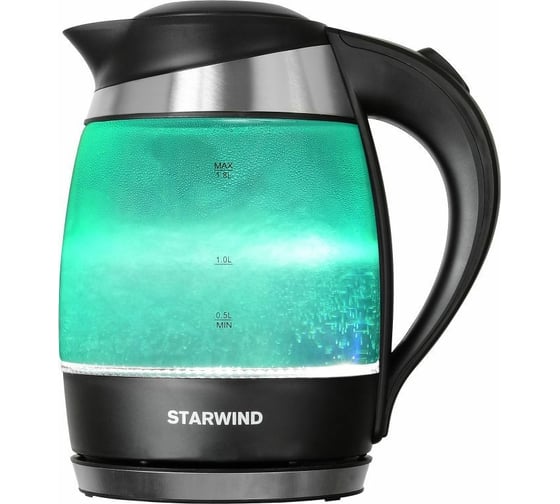 Электрический чайник Starwind 2200 Вт, LED подсветка, бирюзовый SKG2219