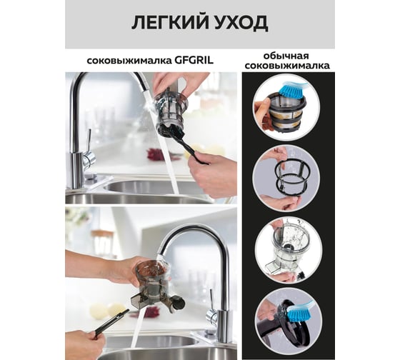 Шнековая соковыжималка 2 в 1 GFGRIL GF-J10