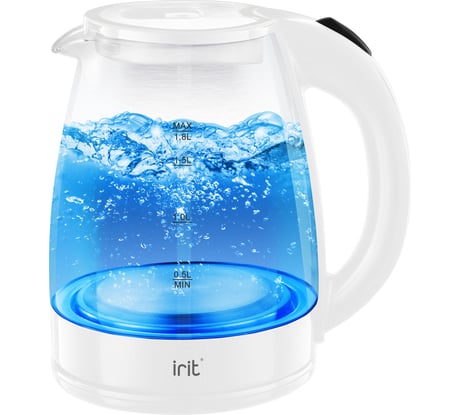 Электрический стеклянный чайник IRIT белый IR-1910
