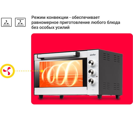 Мини-печь SImfer Classic 35 л, 5 режимов работы, конвекция, 2 противня M3501