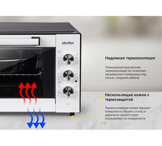 Мини-печь SImfer Classic 35 л, 5 режимов работы, конвекция, 2 противня M3501