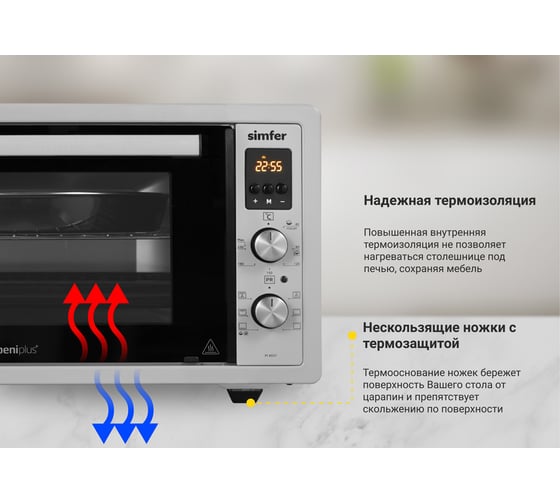 Мини-печь SImfer Albeni Plus Comfort, 6 режимов, утапливаемые ручки, конвекция, гриль M4557