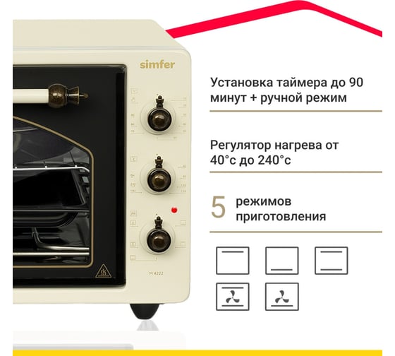 Мини-печь SImfer Albeni Plus, 5 режимов, конвекция M4222