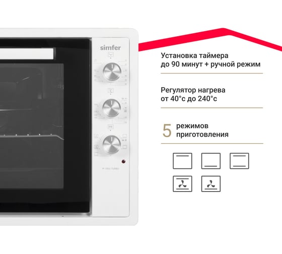 Мини-печь SImfer  SImfe Albeni Pro XXL 5 режимов работы, конвекция M7002