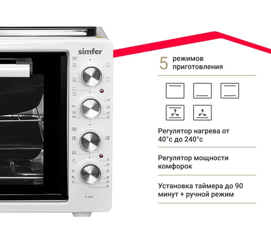 Мини-печь SImfer Albeni Plus, 5 режимов, конвекция M4245