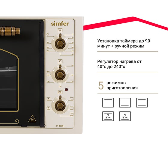 Мини-печь SImfer Albeni Plus Comfort, 5 режимов работы, конвекция M4579