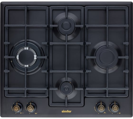 Газовая варочная поверхность SImfer газ-контроль, WOK-конфорка, антрацит H60V41L597