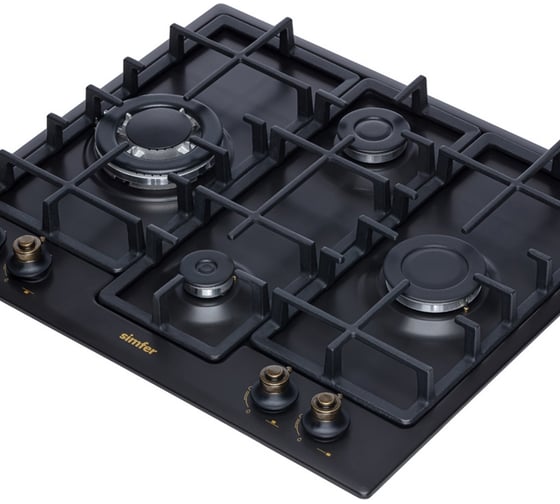 Газовая варочная поверхность SImfer газ-контроль, WOK-конфорка, антрацит H60V41L597
