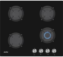 Газовая варочная панель SImfer с чугунными решетками, автоподжиг, черная H60N40B416