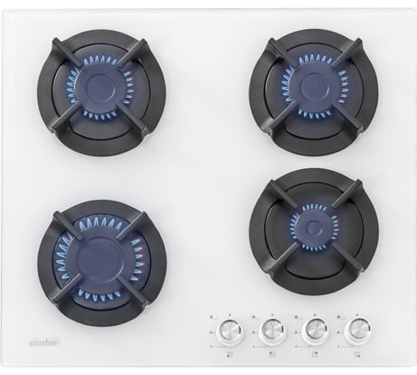 Газовая варочная панель SImfer чугунные решетки, автоподжиг, закаленное стекло H60N40W416