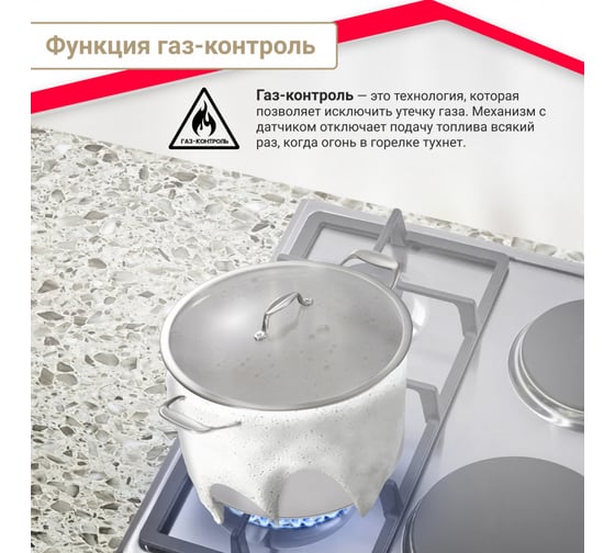 Комбинированная варочная панель SImfer 2 газ-конфорки, 2 конфорки, автоподжиг H60Q22M516