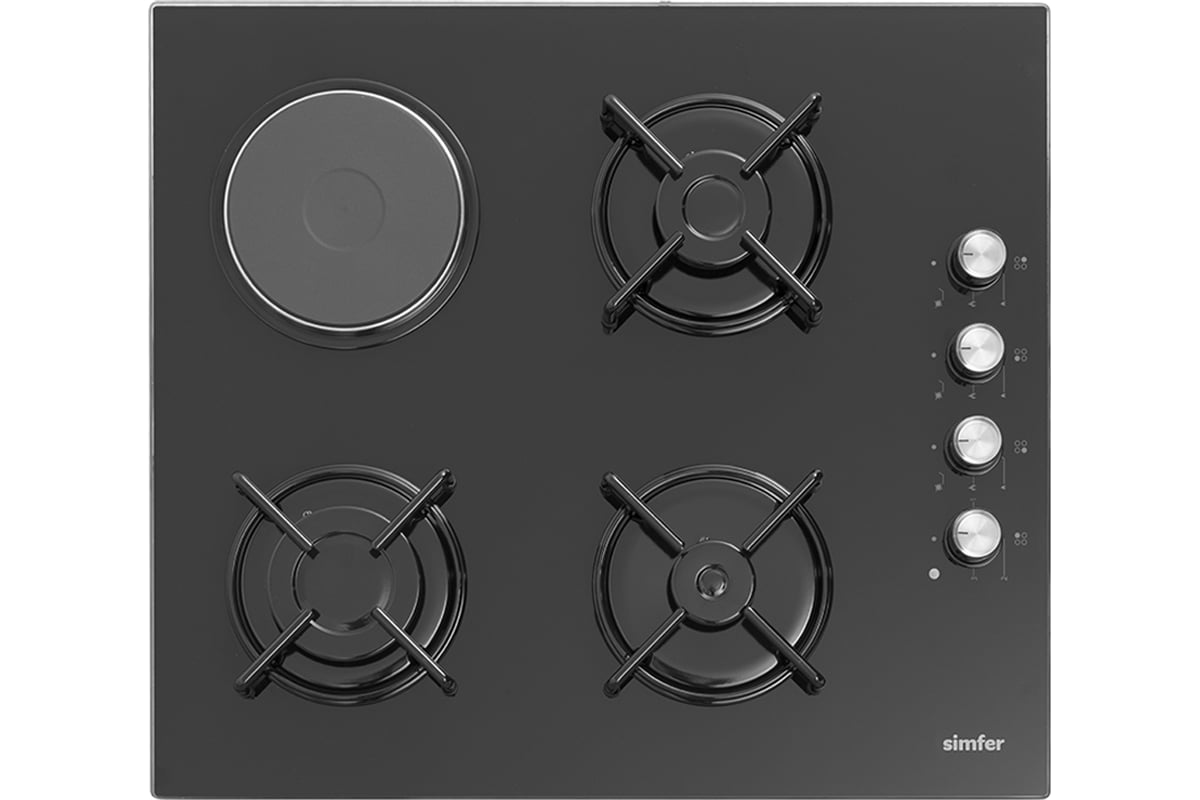 Комбинированная варочная панель SImfer 3 газ-конфорки, 1 электро конфорка,  газ-контроль, автоподжиг H60K32B516