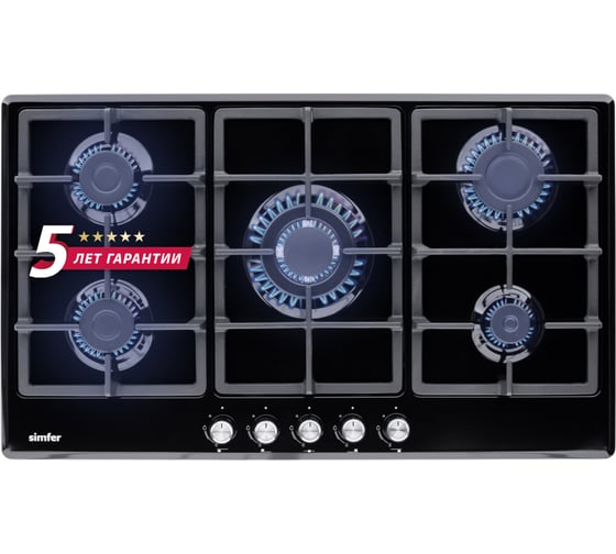 Газовая варочная поверхность SImfer чугунные решетки, черная H90W51B572