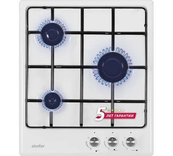 Газовая варочная поверхность SImfer автоподжиг, белая H45V30W411