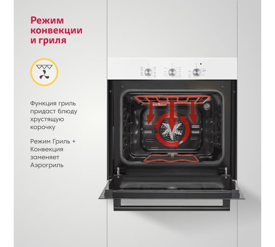 Электрический духовой шкаф Simfer 8 режимов работы, конвекция, гриль B6EW19071