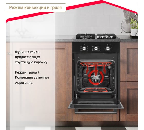 Электрический духовой шкаф SImfer 6 режимов работы, гриль, конвекция B4ES18016