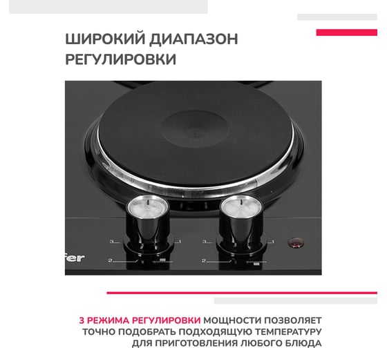 Электрическая варочная панель SImfer 3 уровня мощности, черный H30E02B016