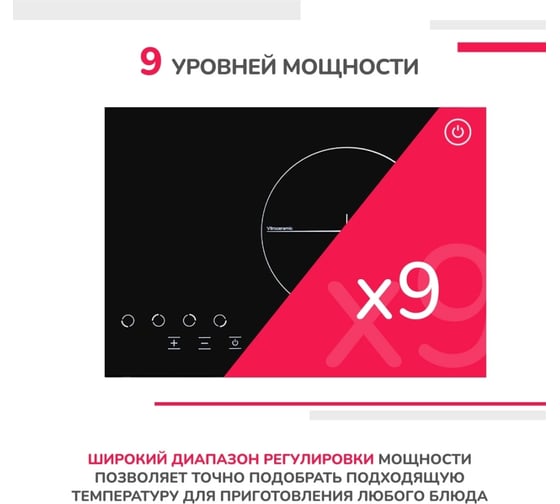Электрическая варочная панель SImfer 9 уровней мощности, защита от детей H60D14B000