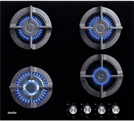 Газовая варочная панель SImfer газ-контроль, WOK-конфорка, черный H60N41B571